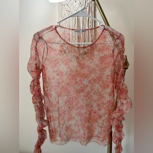 Zara organza printed long sleeve